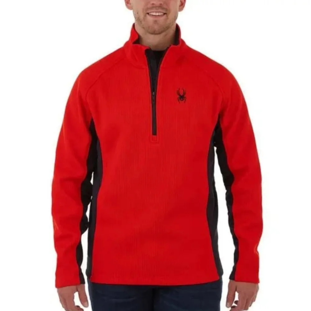 Spyder | Men's Outbound Red / Black Half Zip Fleece Jacket - Picture 1 of 5